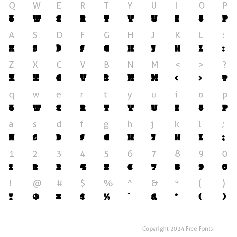 Character Map of Square Spray Regular