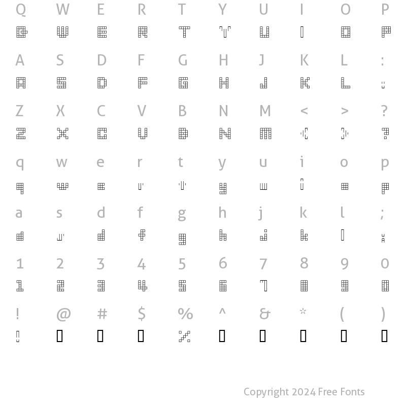 Character Map of square type 2.0 Regular