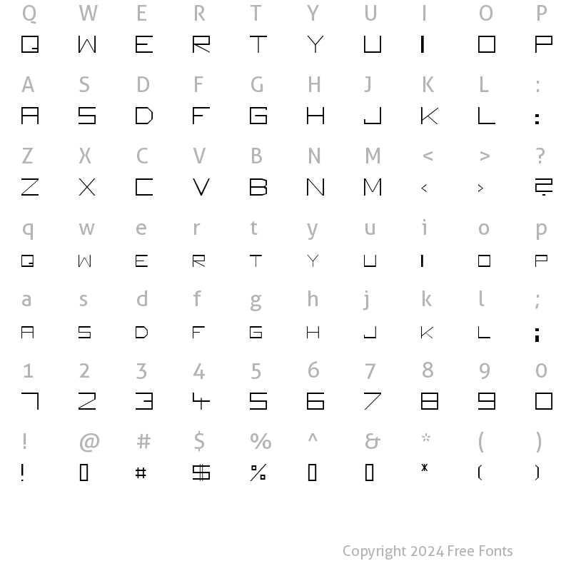 Character Map of Square Unique Thin