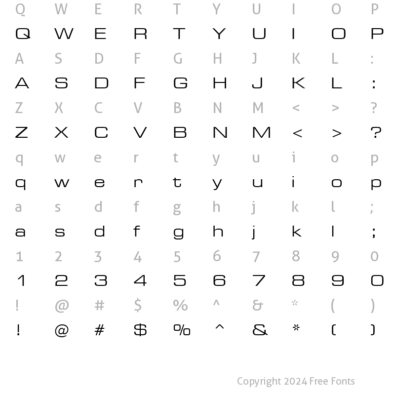 Character Map of Square721 Ex BT Roman