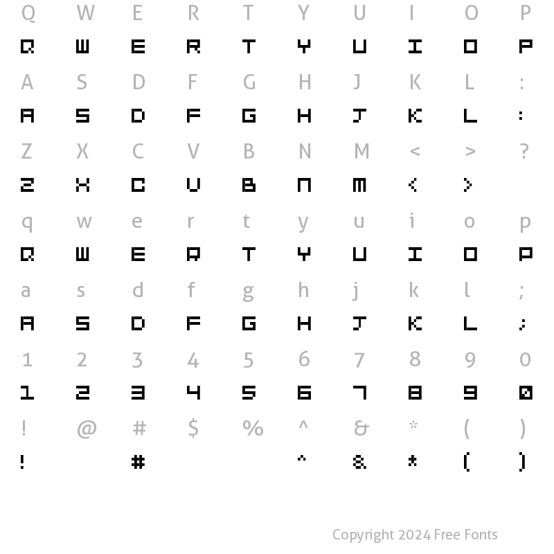 Character Map of SquareDance10 Regular