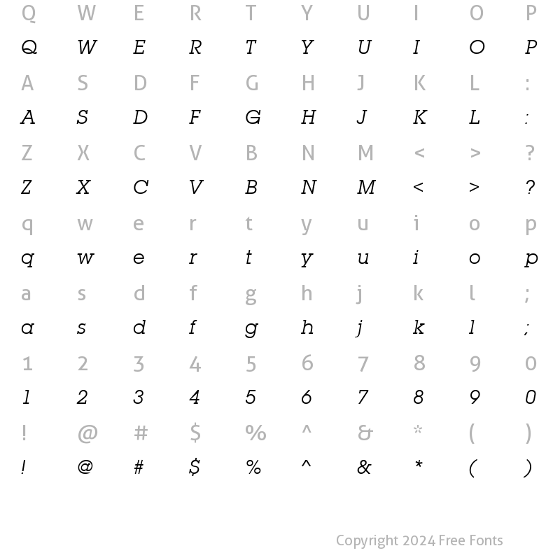 Character Map of SquareSerif Italic