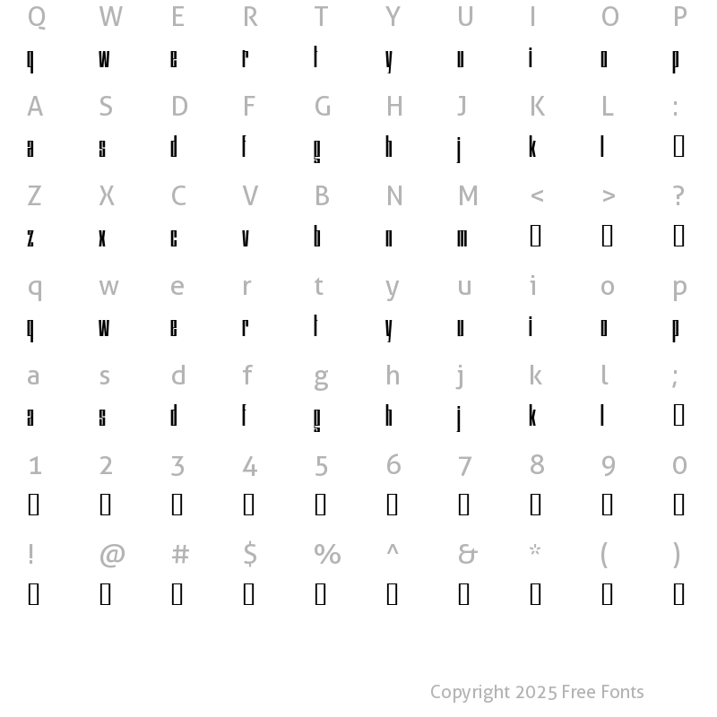 Character Map of Squaresville Regular