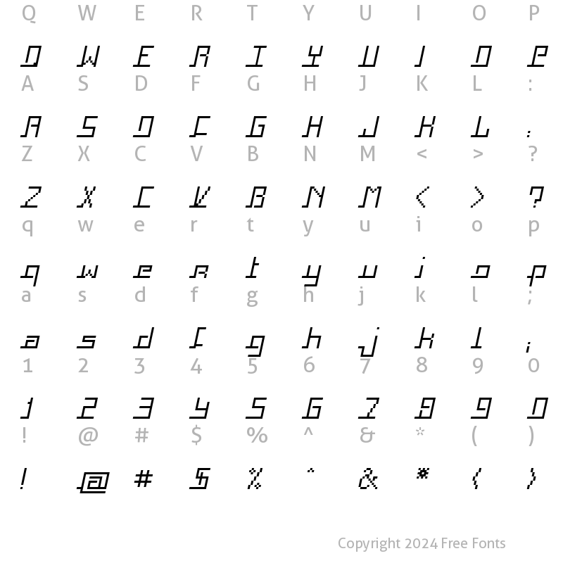 Character Map of Squaropen Italic