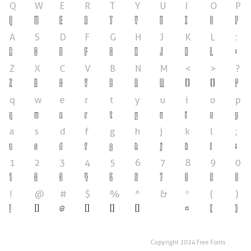 Character Map of Squeeze Me Baby! Regular