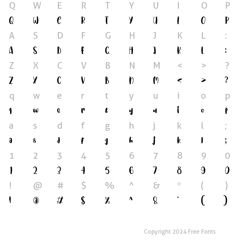 Character Map of Squidy Regular