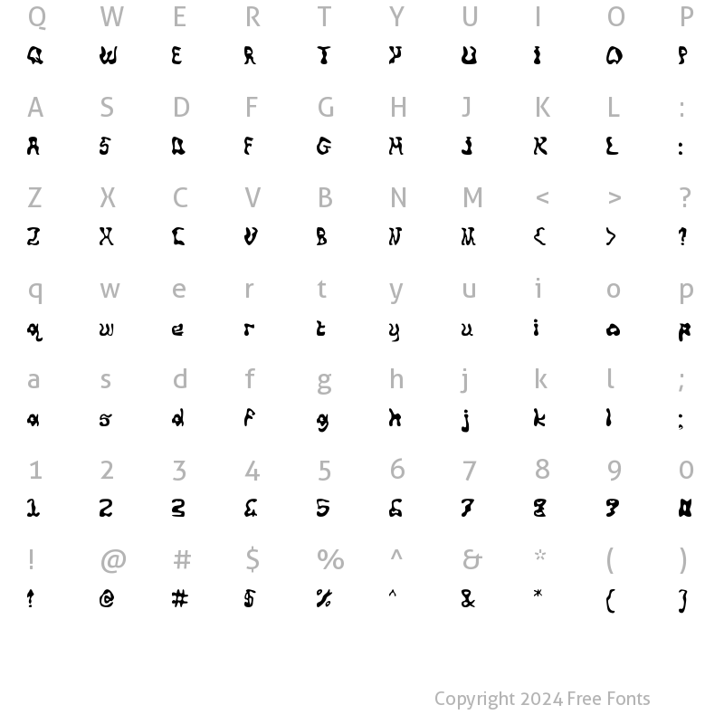 Character Map of Squiggly Regular