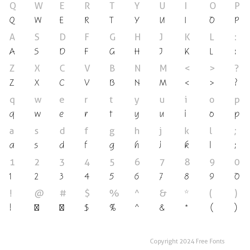 Character Map of Squire Std Regular