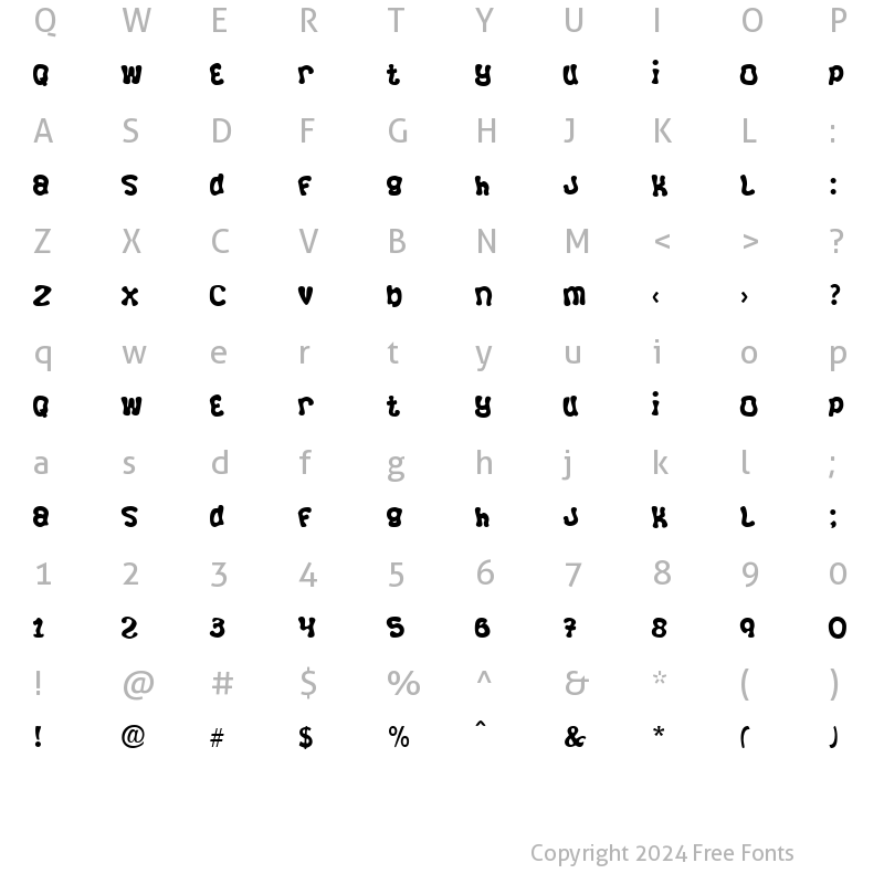 Character Map of Squirrel Regular