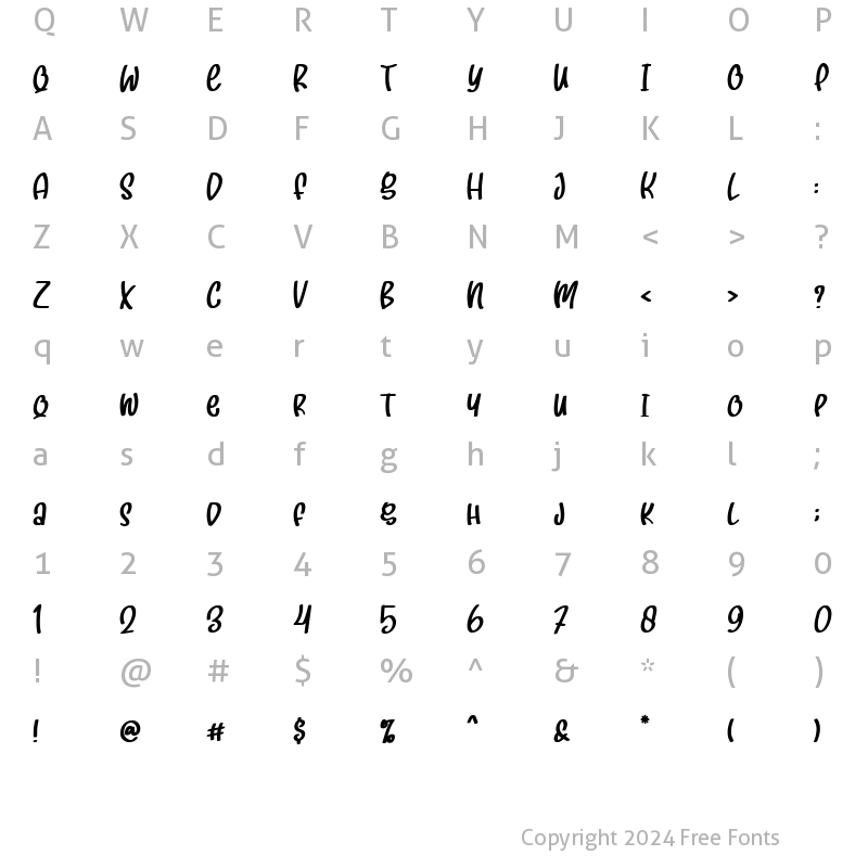 Character Map of Squishy Regular