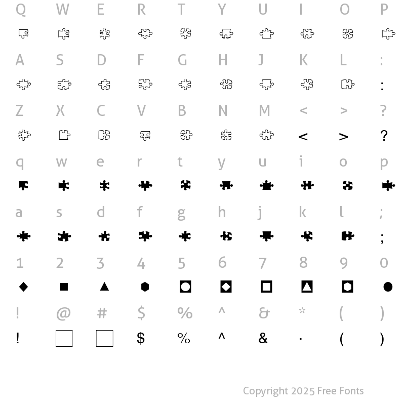 Character Map of SR Puzzle Normal