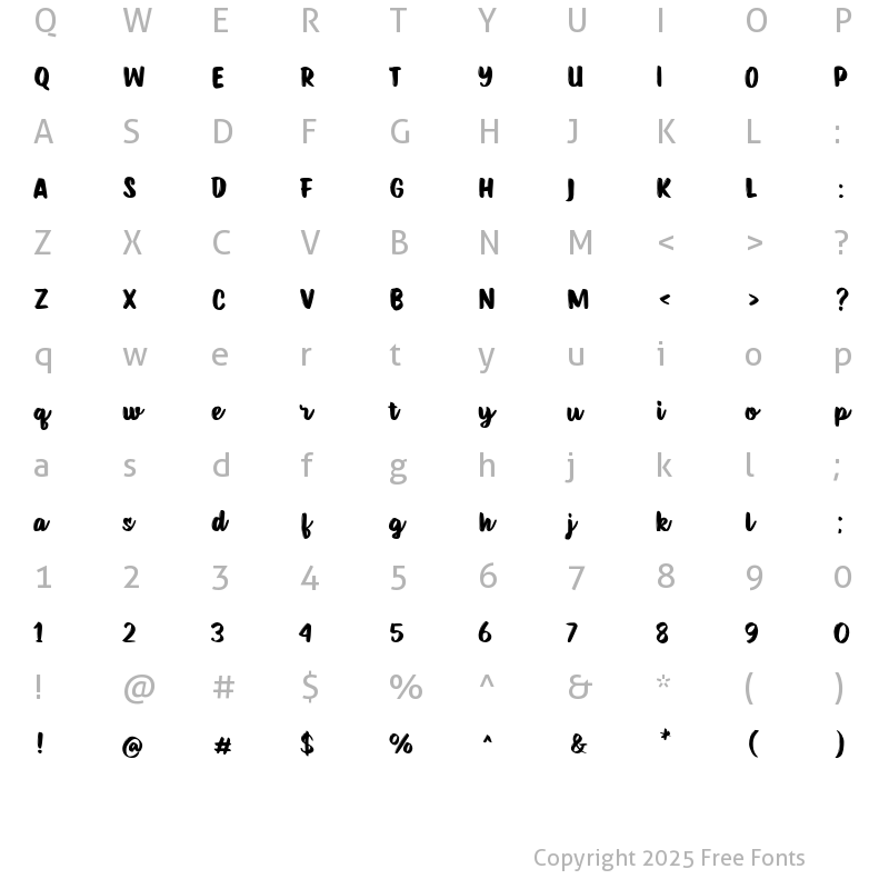 Character Map of Sreilack Regular