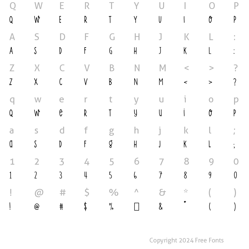 Character Map of SS glorious grace Regular