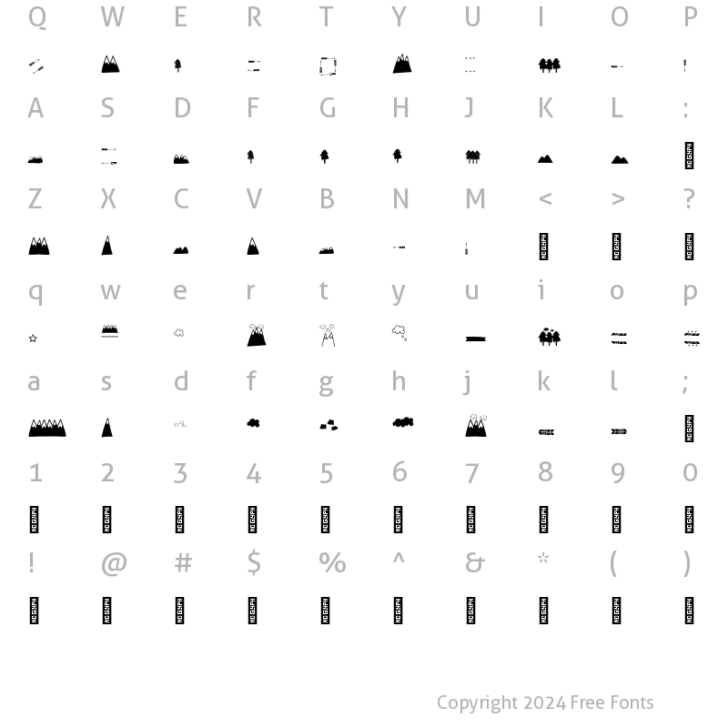 Character Map of SS Hello Wilderness Extras Regular