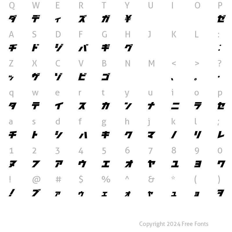 Character Map of SsTaitohSquare Katakana Regular