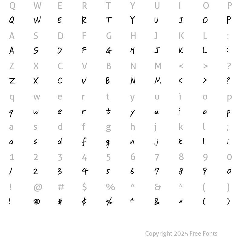 Character Map of SSVeryBadHandwriting Regular