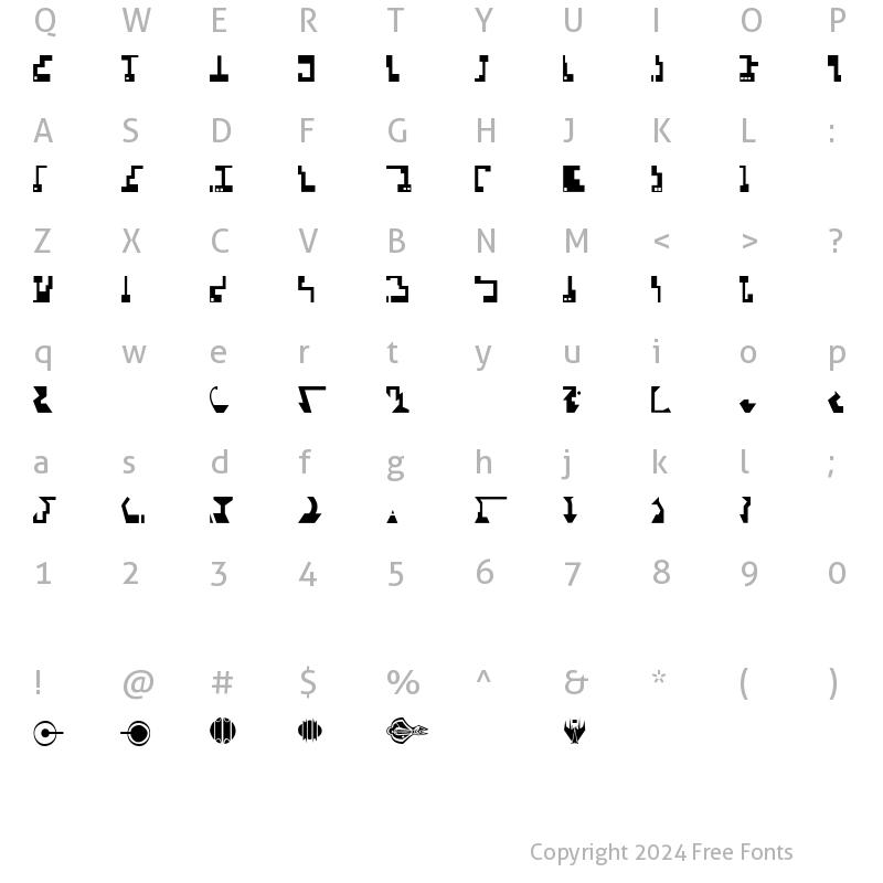 Character Map of ST Cardassian Regular