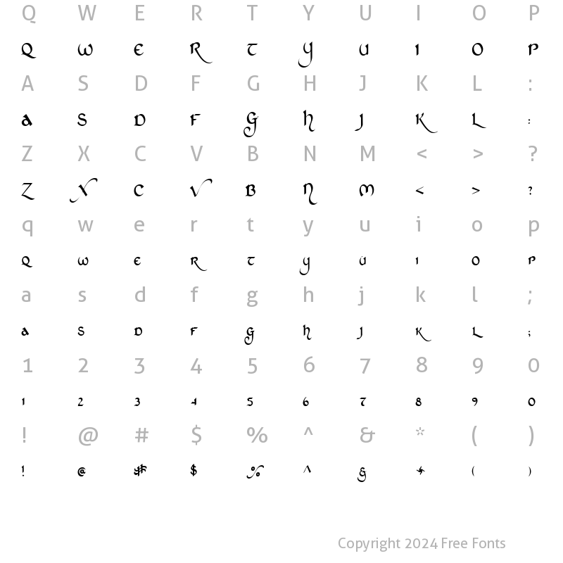 Character Map of St Charles Thin Regular