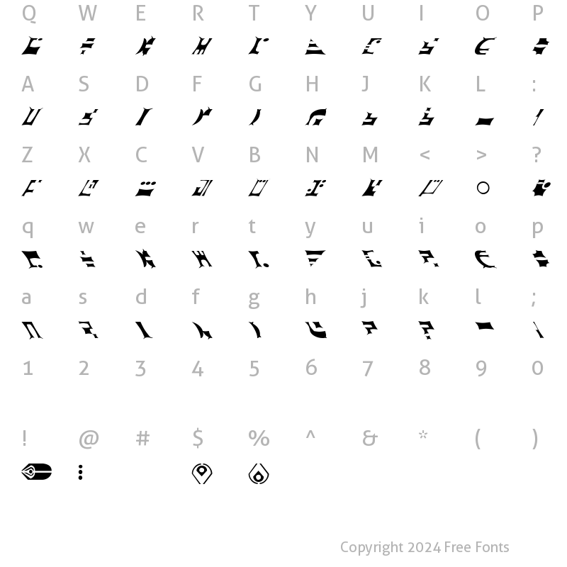 Character Map of ST Ferengi Gothic R Regular