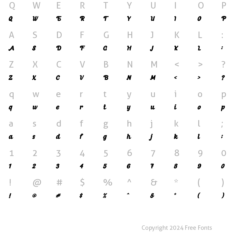 Character Map of Stabillo Bold Italic