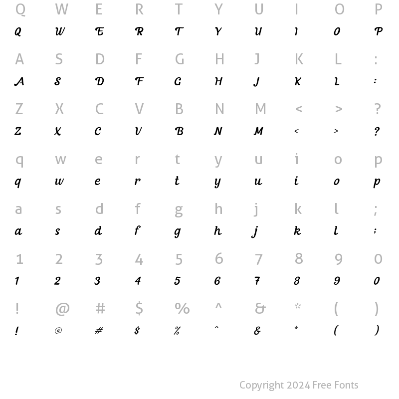 Character Map of Stabillo Italic