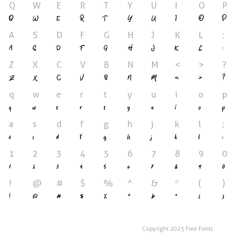 Character Map of Stacylia Regular