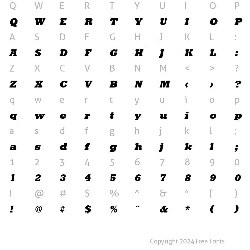 Character Map of Stafford-Serial-Heavy RegularItalic