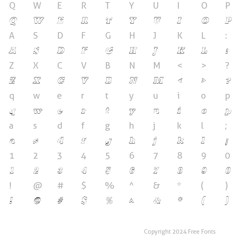 Character Map of StaffordOutline Italic