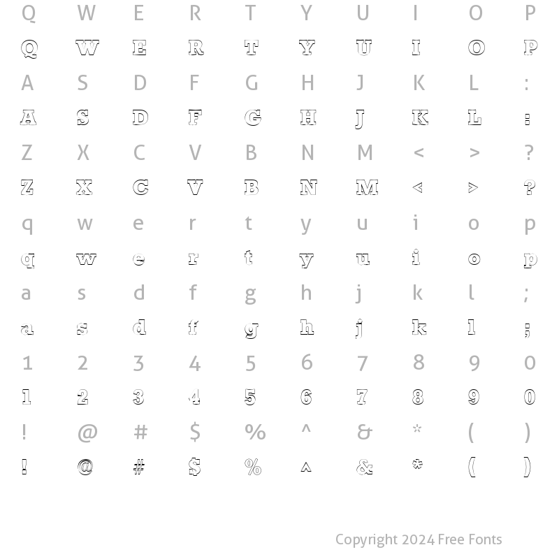 Character Map of StaffordOutline Regular