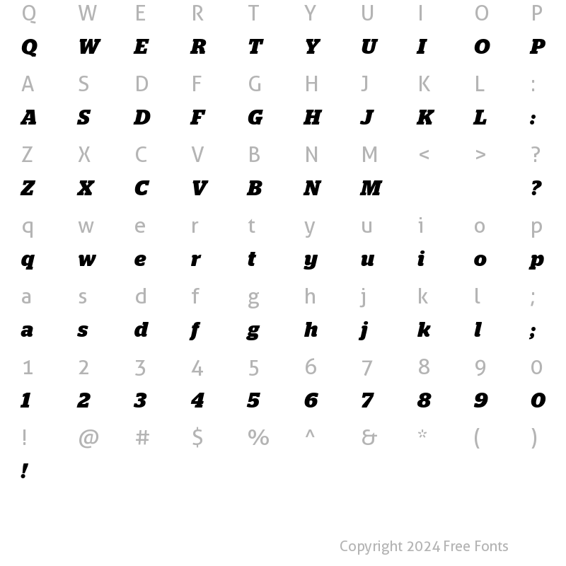 Character Map of Stag Bold Italic