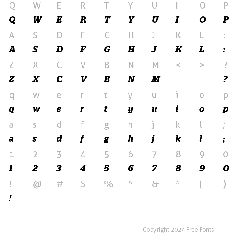 Character Map of Stag SemiBold Italic