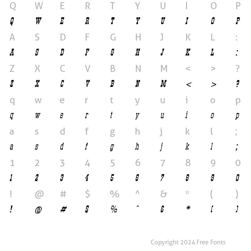 Character Map of Stagecoach Italic