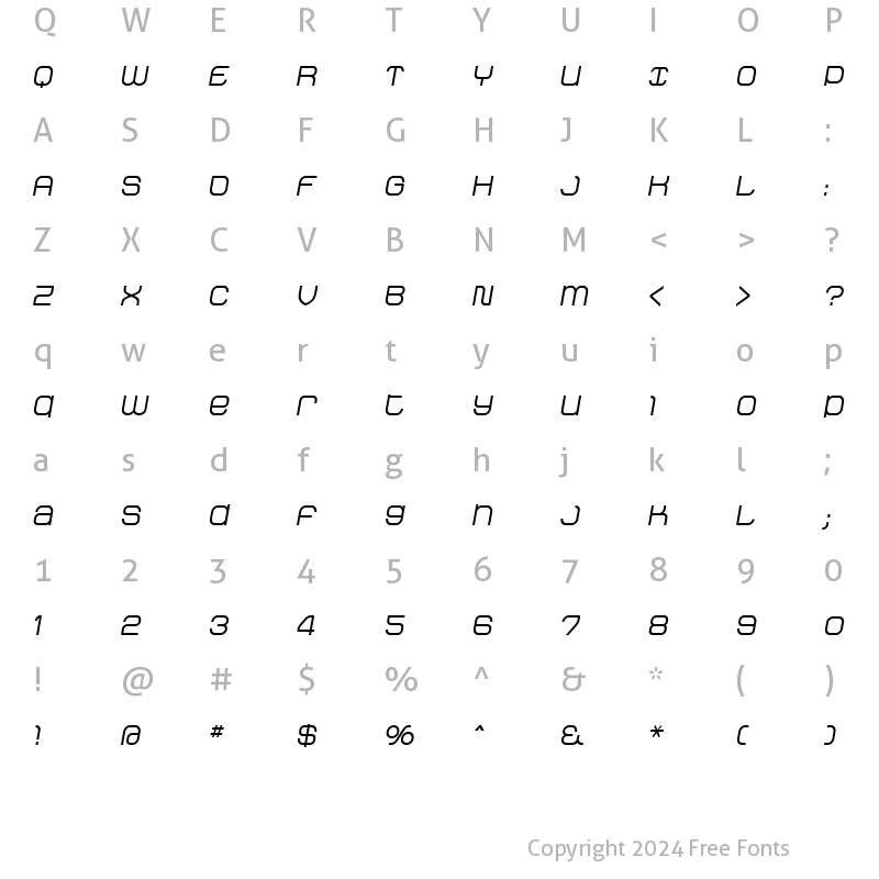 Character Map of StakBold Oblique Regular