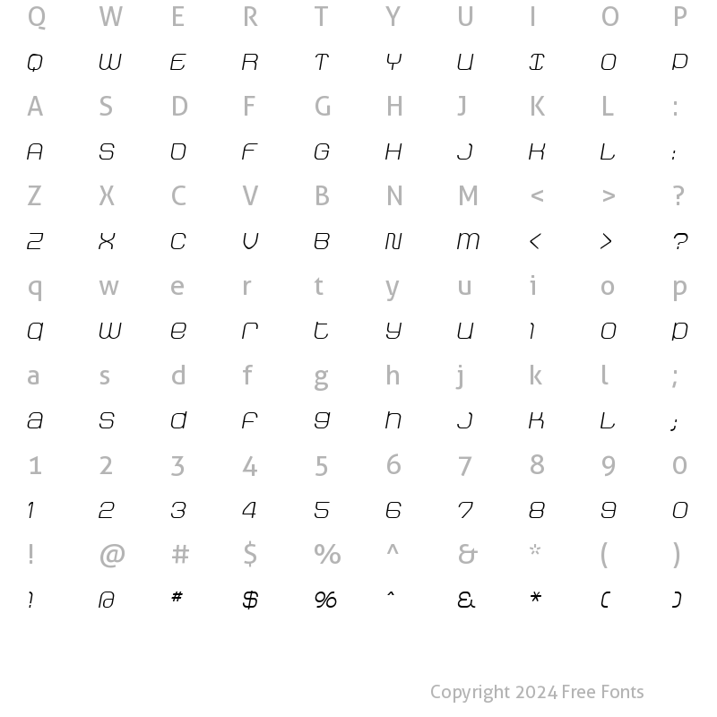 Character Map of StakRegular Oblique Regular