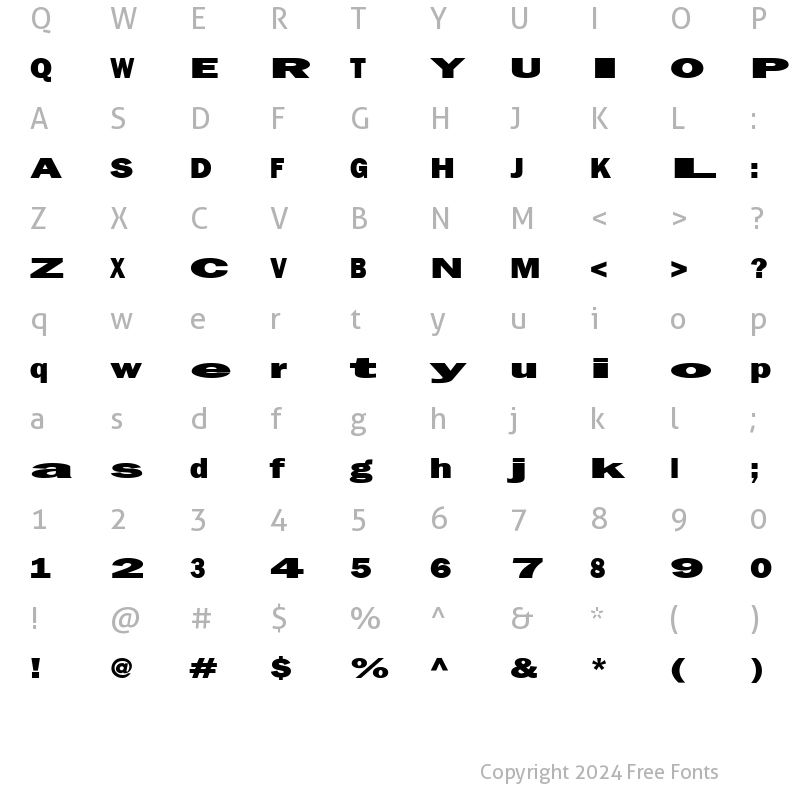 Character Map of Staley Regular