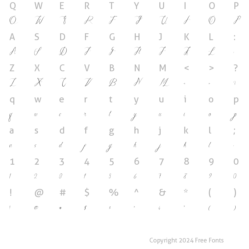 Character Map of Stalingrand Italic