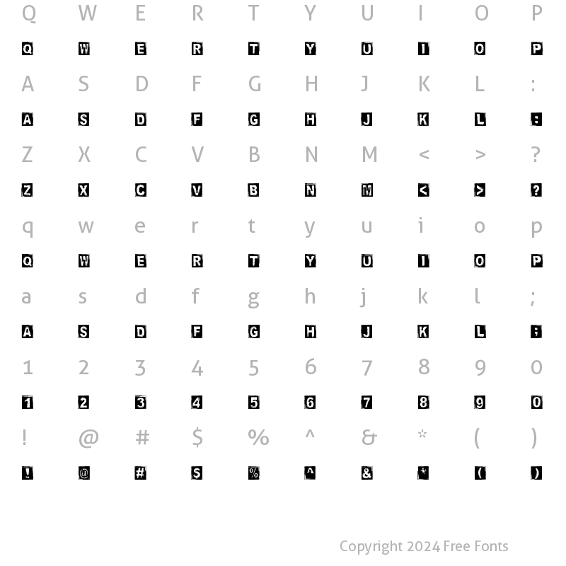 Character Map of Stamped DSG Regular