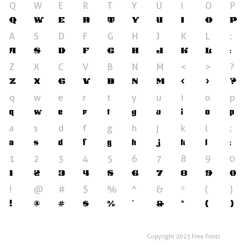 Character Map of Stampede Open Fill Regular