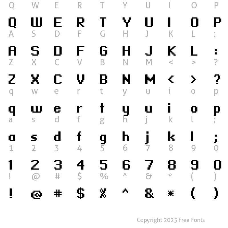 Character Map of standard 09_65 Regular