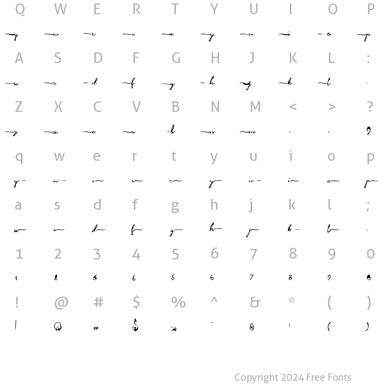 Character Map of StandBook Alt Regular