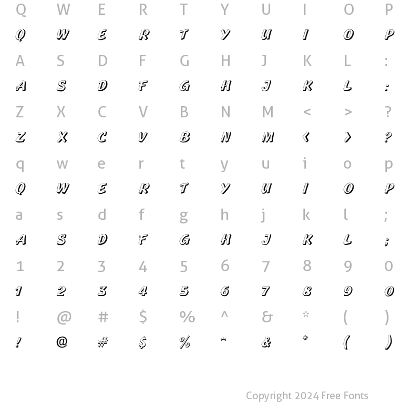 Character Map of Standout Regular