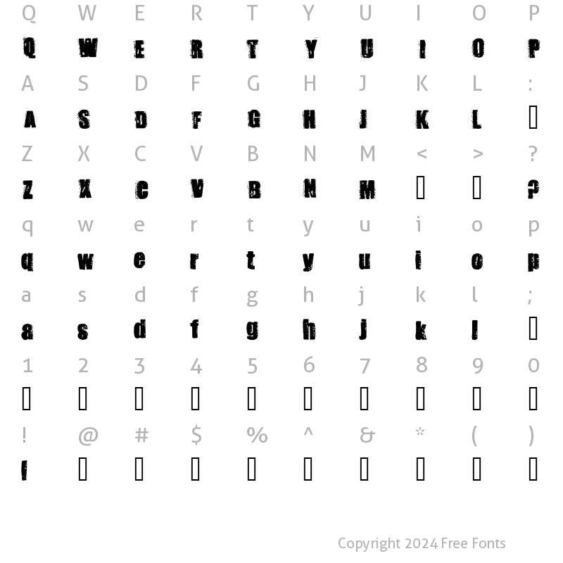 Character Map of Stank Regular