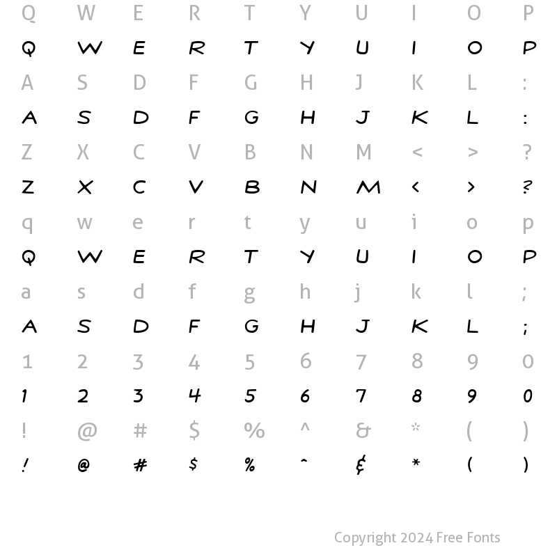 Character Map of StanLeeRegular Regular