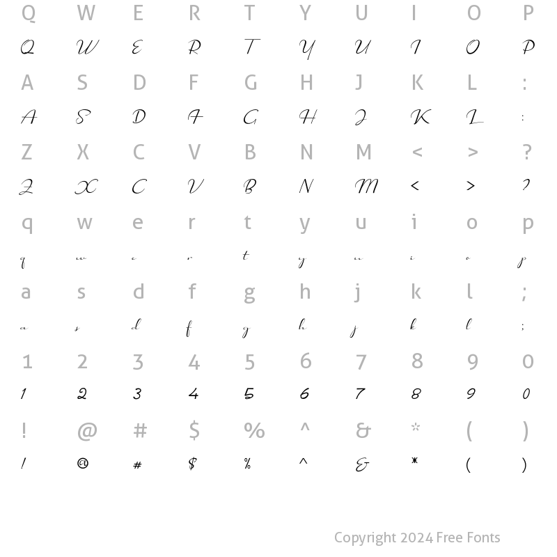 Character Map of Stanley Script Regular