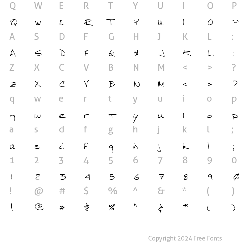 Character Map of StanleysHand Regular