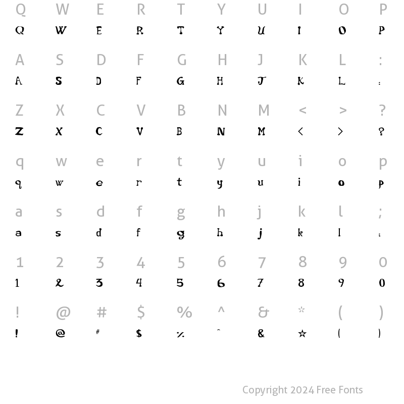 Character Map of Star 5 Five Regular