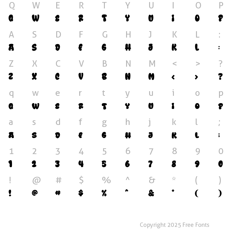 Character Map of Star Blast Regular