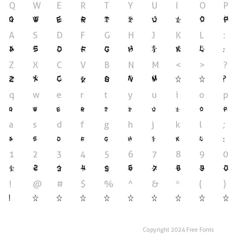 Character Map of Star Dust Condensed Regular