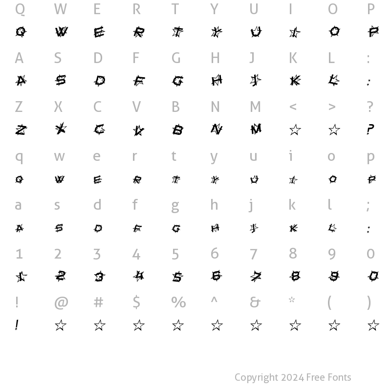 Character Map of Star Dust Italic