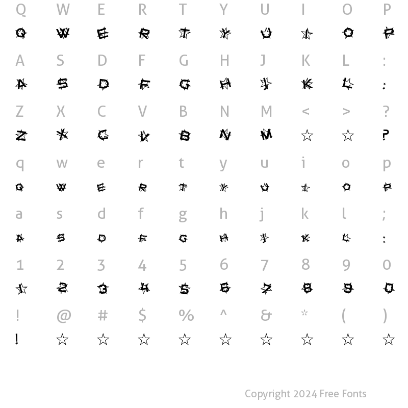 Character Map of Star Dust Regular